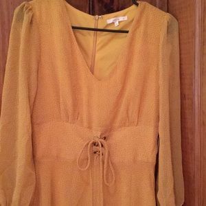 Polka dot mustard and white polka dot dress